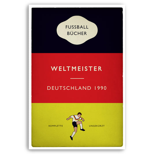 Deutschland - Germany - Weltmeister - World Champions 1990 - Italia 90 - Lothar Matthäus - German Flag Book Cover Poster (Various Sizes)