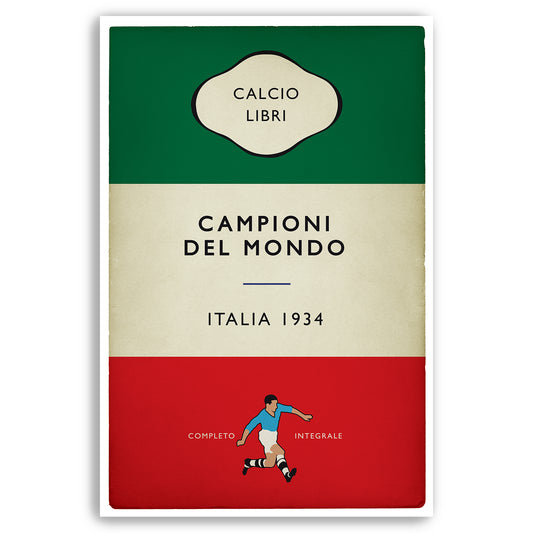 Italia - Italy - Campioni Del Mondo - World Champions 1934 - Angelo Schiavio - Flag Book Cover Poster - Regalo di calcio (Various Sizes)