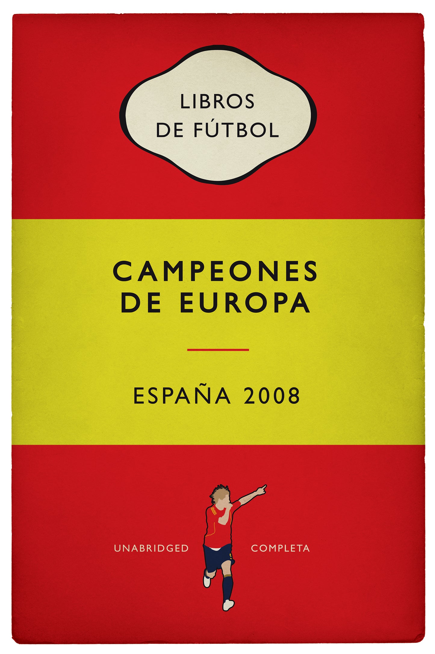 Spain - España - Campeones de Europa - European Champions 2008 - Fernando Torres - Flag Book Cover Poster - Regalo de fútbol (Various Sizes)