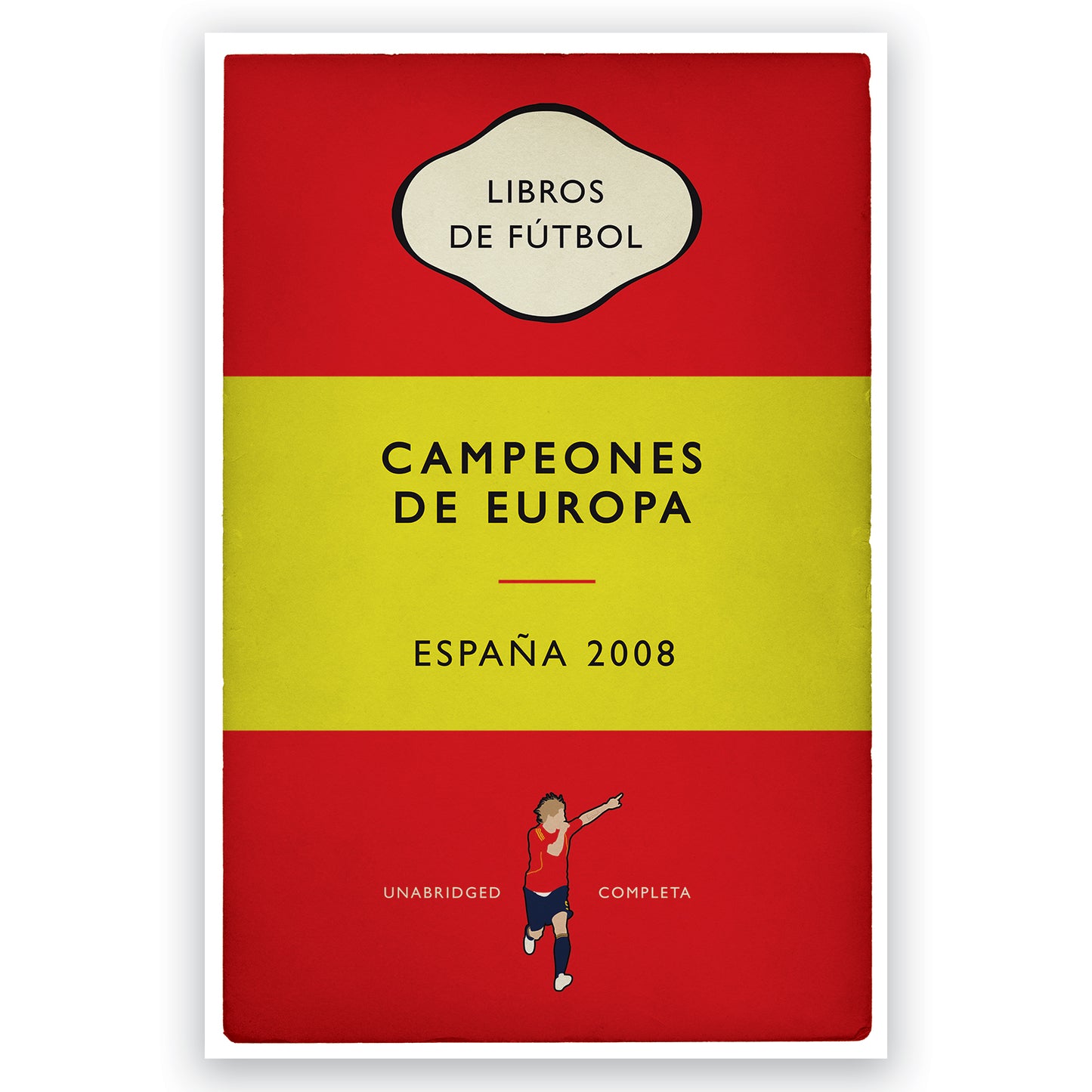 Spain - España - Campeones de Europa - European Champions 2008 - Fernando Torres - Flag Book Cover Poster - Regalo de fútbol (Various Sizes)