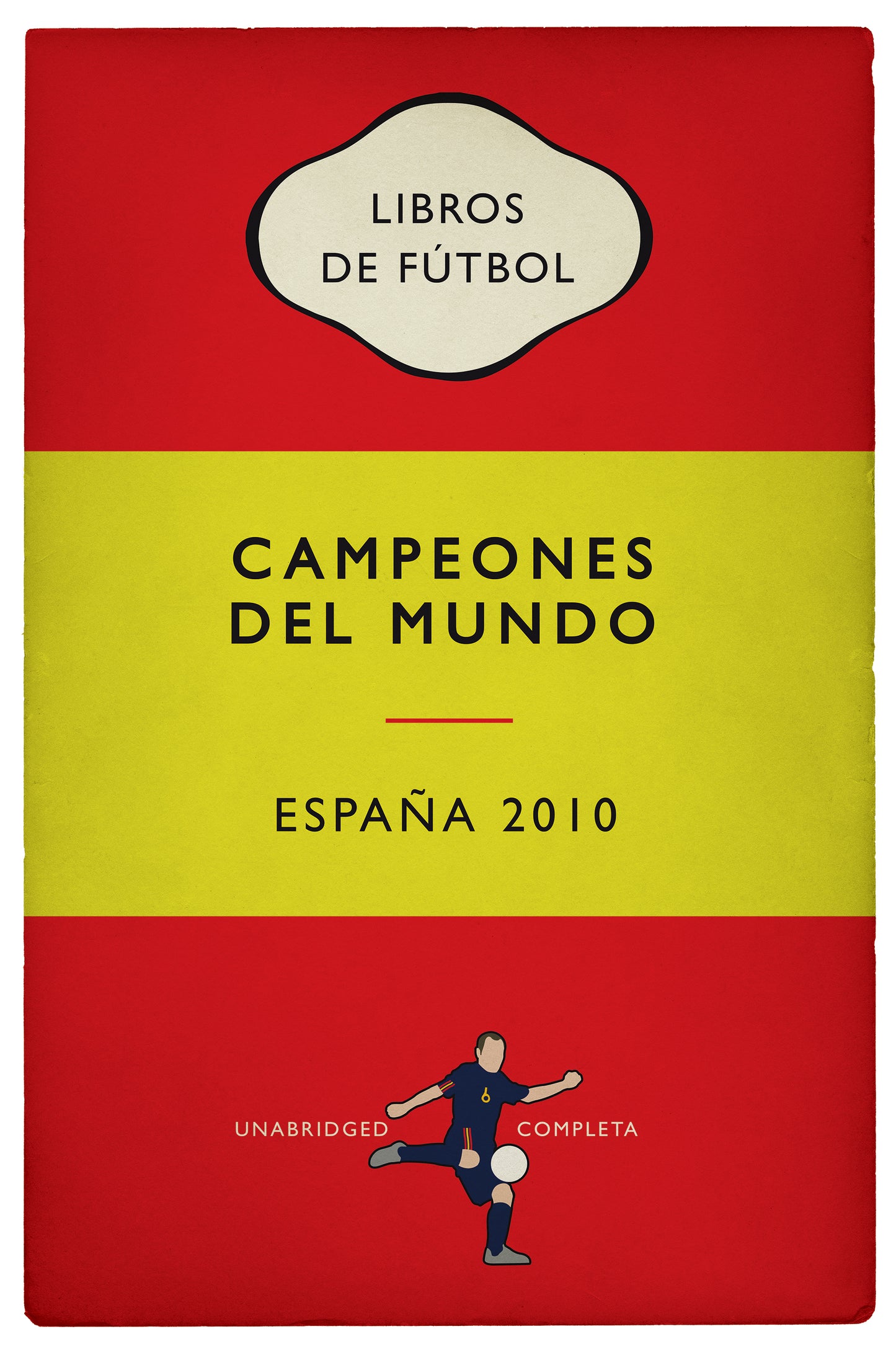 España - Spain - Campeones del Mundo - World Champions 2010 - Andrés Iniesta - Flag Book Cover Poster - Regalo de fútbol (Various Sizes)