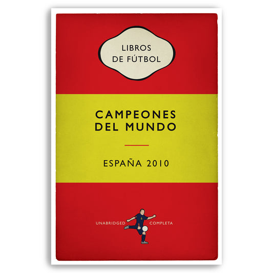 España - Spain - Campeones del Mundo - World Champions 2010 - Andrés Iniesta - Flag Book Cover Poster - Regalo de fútbol (Various Sizes)