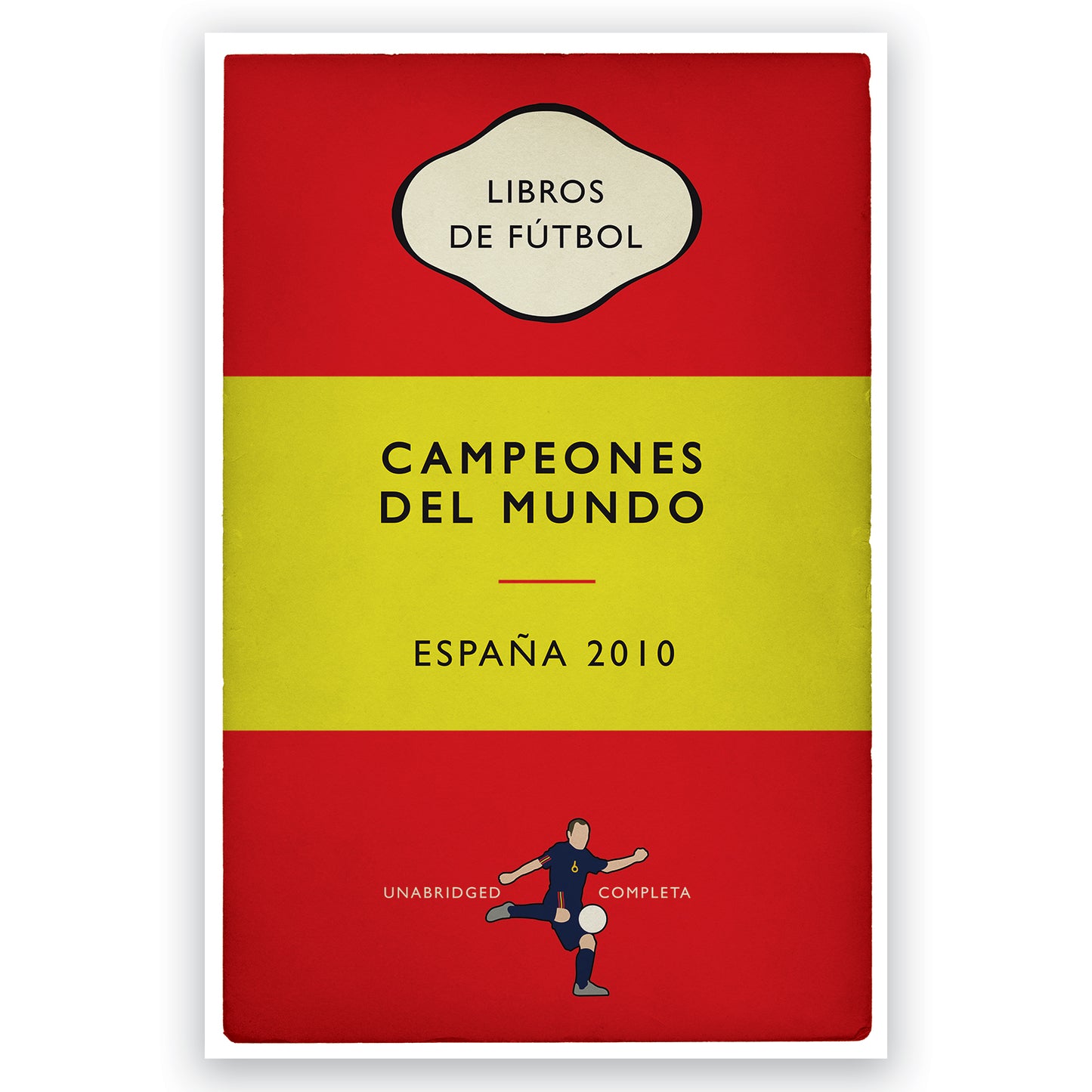 España - Spain - Campeones del Mundo - World Champions 2010 - Andrés Iniesta - Flag Book Cover Poster - Regalo de fútbol (Various Sizes)