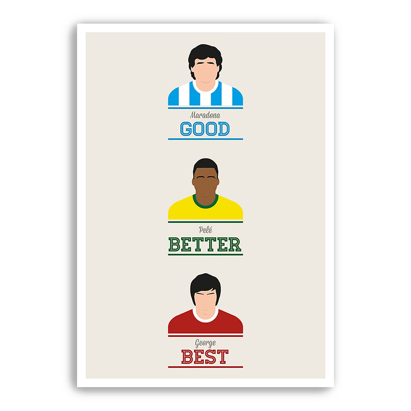 George Best Illustration - Manchester United - Maradona Good, Pele Better, George Best Quote - Football Print - Football Gift (Various Sizes)