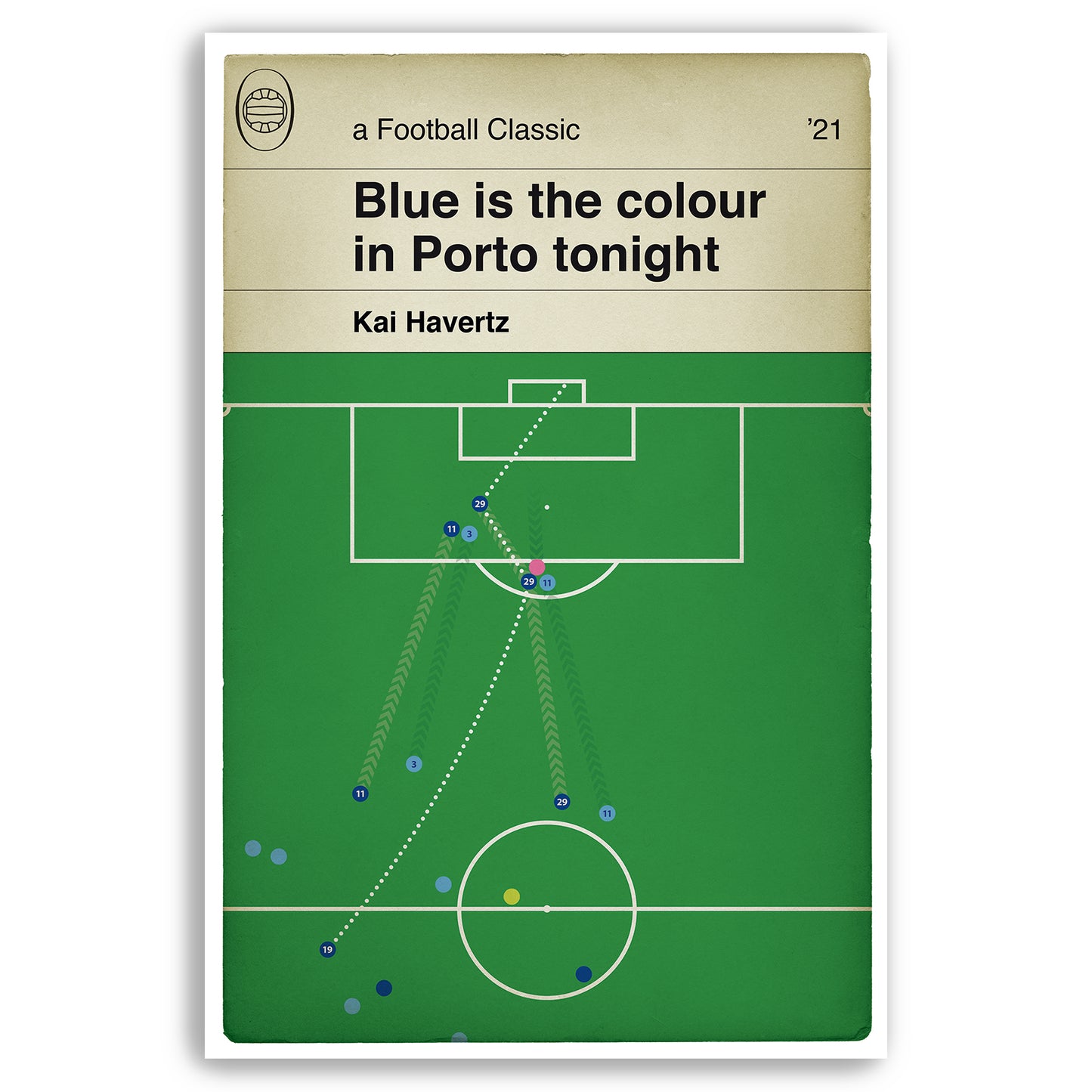 Kai Havertz winning goal v Manchester City - Chelsea 1 Man City 0 - Champions League Final 2021 - Book Cover Print (Various Sizes)