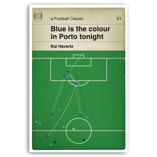 Kai Havertz winning goal v Manchester City - Chelsea 1 Man City 0 - Champions League Final 2021 - Book Cover Print (Various Sizes)
