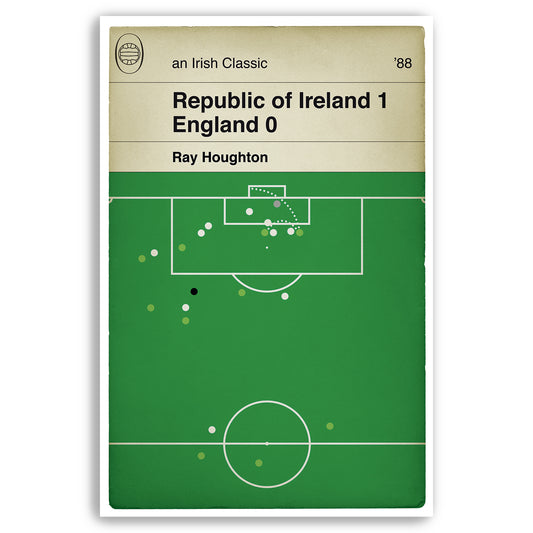 Republic of Ireland winning goal v England - Ray Houghton - Euro 88 - Classic Book Cover - Football Poster - Eire Gift (Various Sizes)
