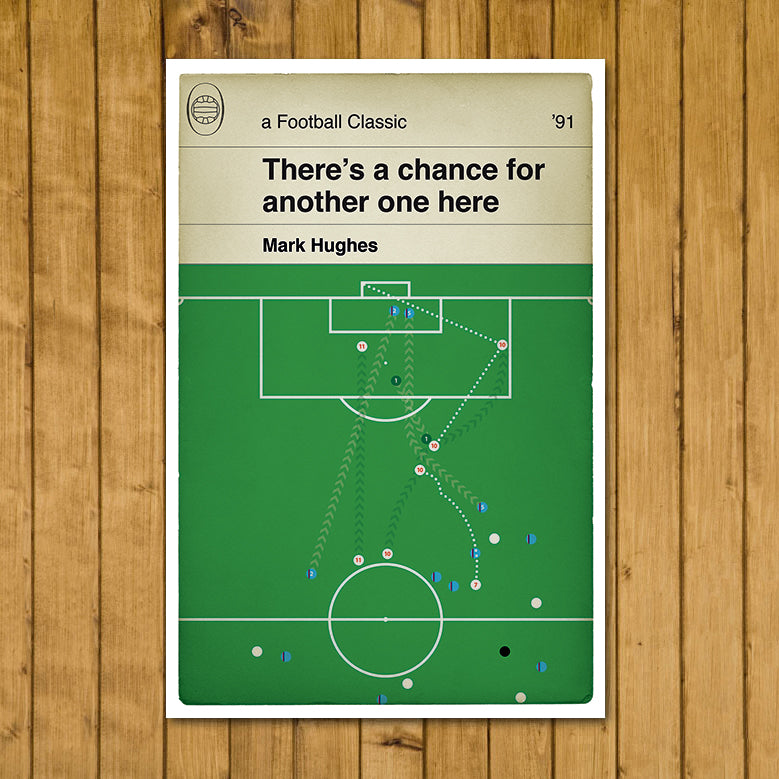 Manchester United Goal - Mark Hughes - Man Utd 2 Barcelona 1 - 1991 Cup Winners Cup Final - Classic Book Cover Poster (Various Sizes)