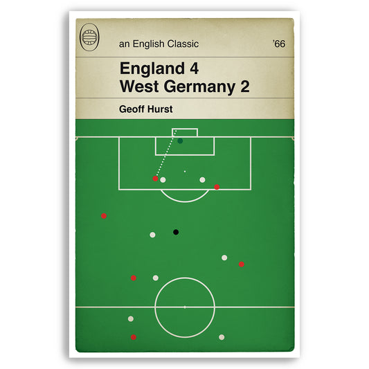 1966 World Cup Final Scoreline Poster - England 4 West Germany 2 - Geoff Hurst Hat-trick goal - They think it's all over - Football Print - Classic Book Cover Poster (Various Sizes)