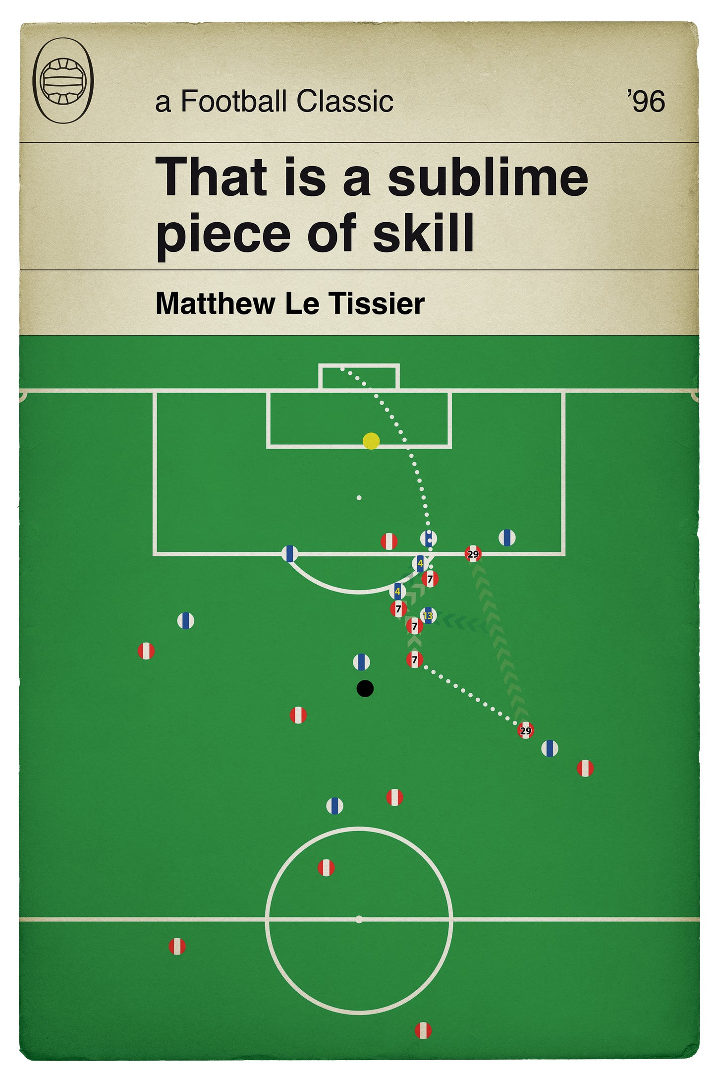 Matthew Le Tissier goal v Manchester United - Southampton 6 Man Utd 3 - Premier League 1996 - Football Book Cover Poster (Various Sizes)