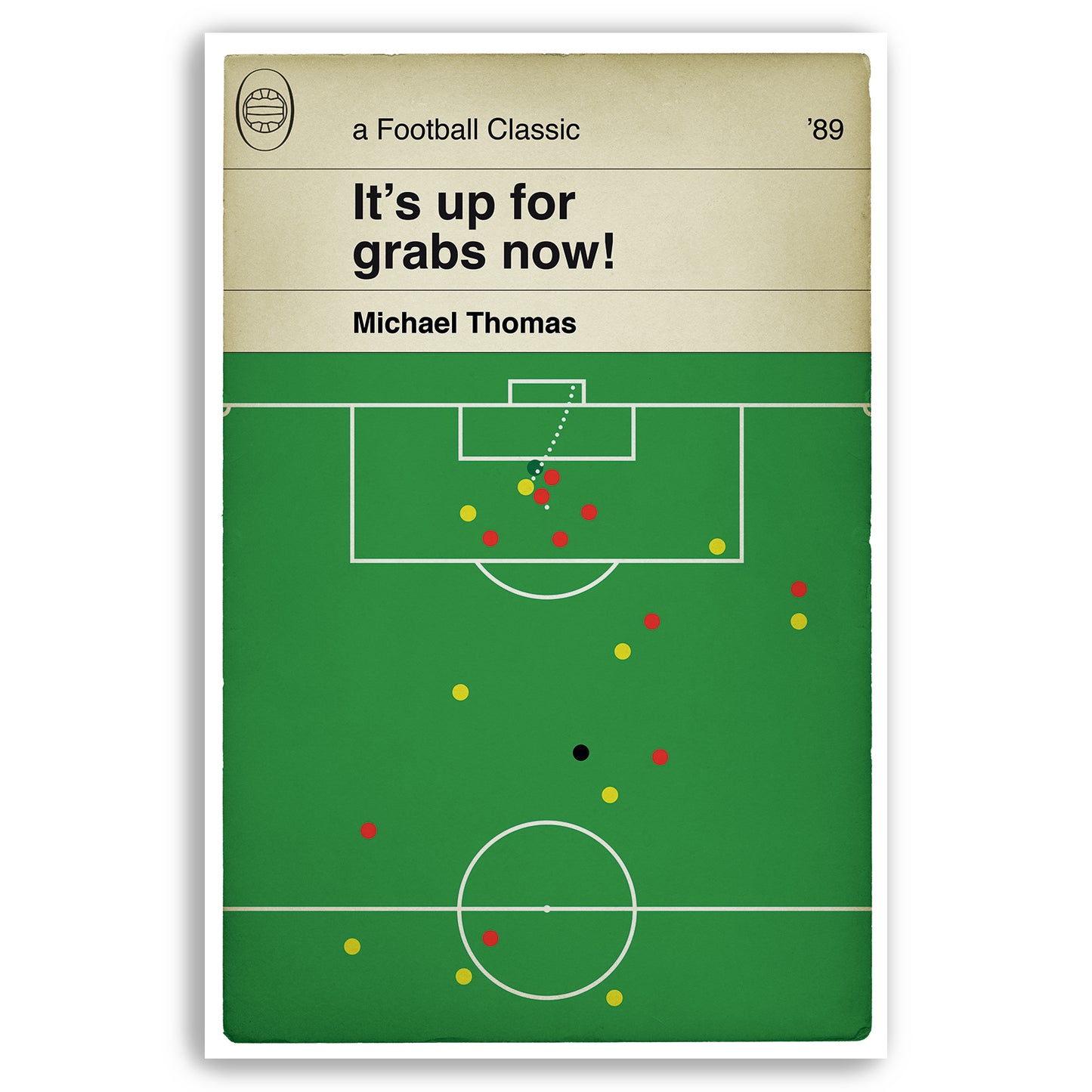 Michael Thomas goal for Arsenal v Liverpool to win the League in 1989 - Liverpool 0 Arsenal 2 - Football Print - Classic Book Cover Poster (Various Sizes)