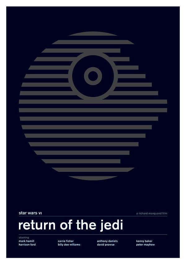 Star Wars Original Trilogy - A New Hope, The Empire Strikes Back and Return of the Jedi - Swiss Style Star Wars Posters - Set of 3 (Various Sizes)