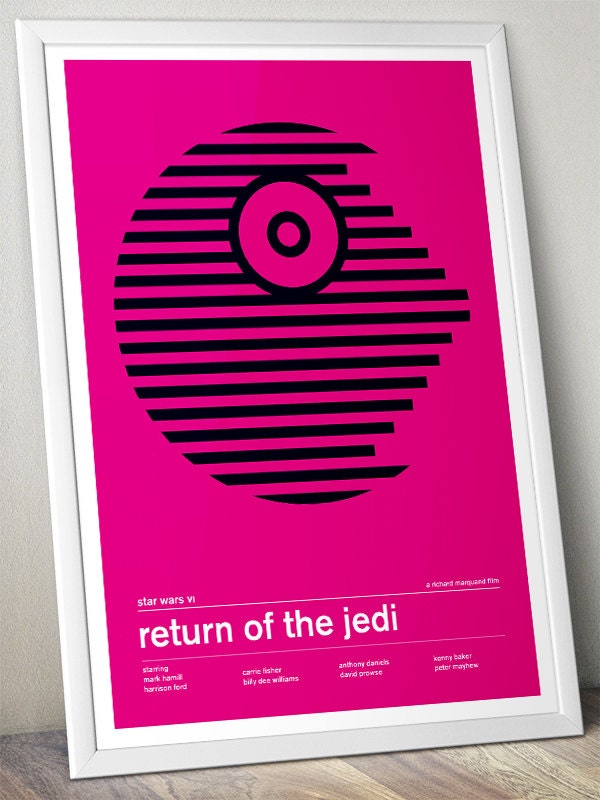 Star Wars Original Trilogy - A New Hope, Empire Strikes Back and Return of the Jedi - Bright Swiss Style Posters - Set of 3 (Various Sizes)