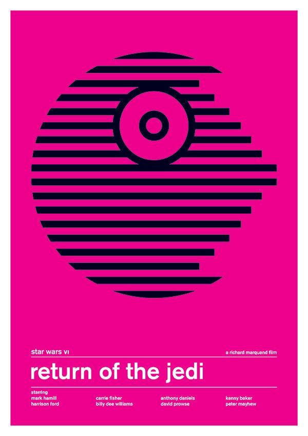 Star Wars Original Trilogy - A New Hope, Empire Strikes Back and Return of the Jedi - Bright Swiss Style Posters - Set of 3 (Various Sizes)