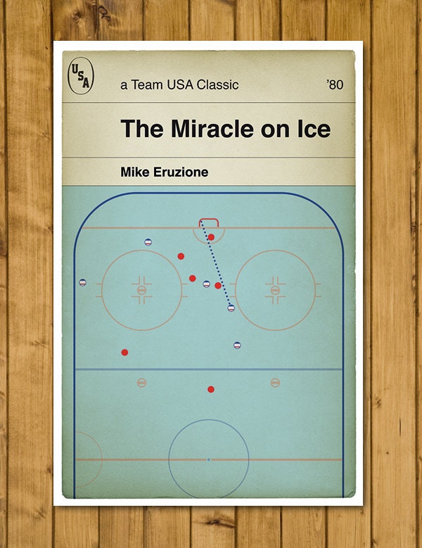 The Miracle on Ice - 1980 Winter Olympics Ice Hockey Final - USA v USSR - Mike Eruzione - Classic Book Cover Poster (Various Sizes)