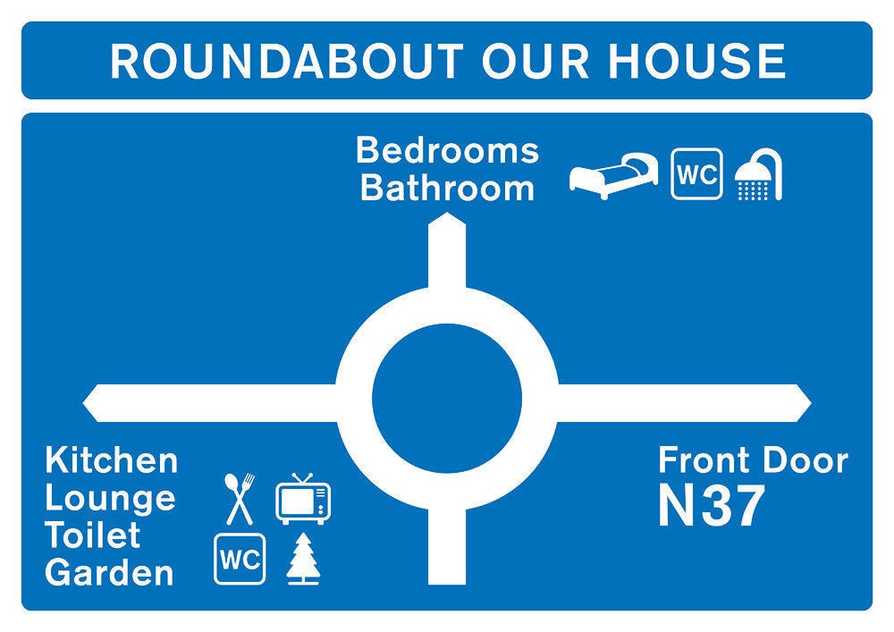 Roundabout Your Home - Customisable Print for Home - Traffic Sign Art - Hallway Art - Customisable Poster Art - Various Sizes Available