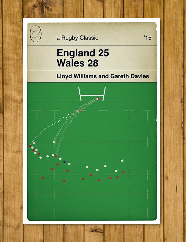 England 25 Wales 28 - Gareth Davies Try - World Cup 2015 - Rugby Print - Classic Book Cover Poster (Various Sizes Available)