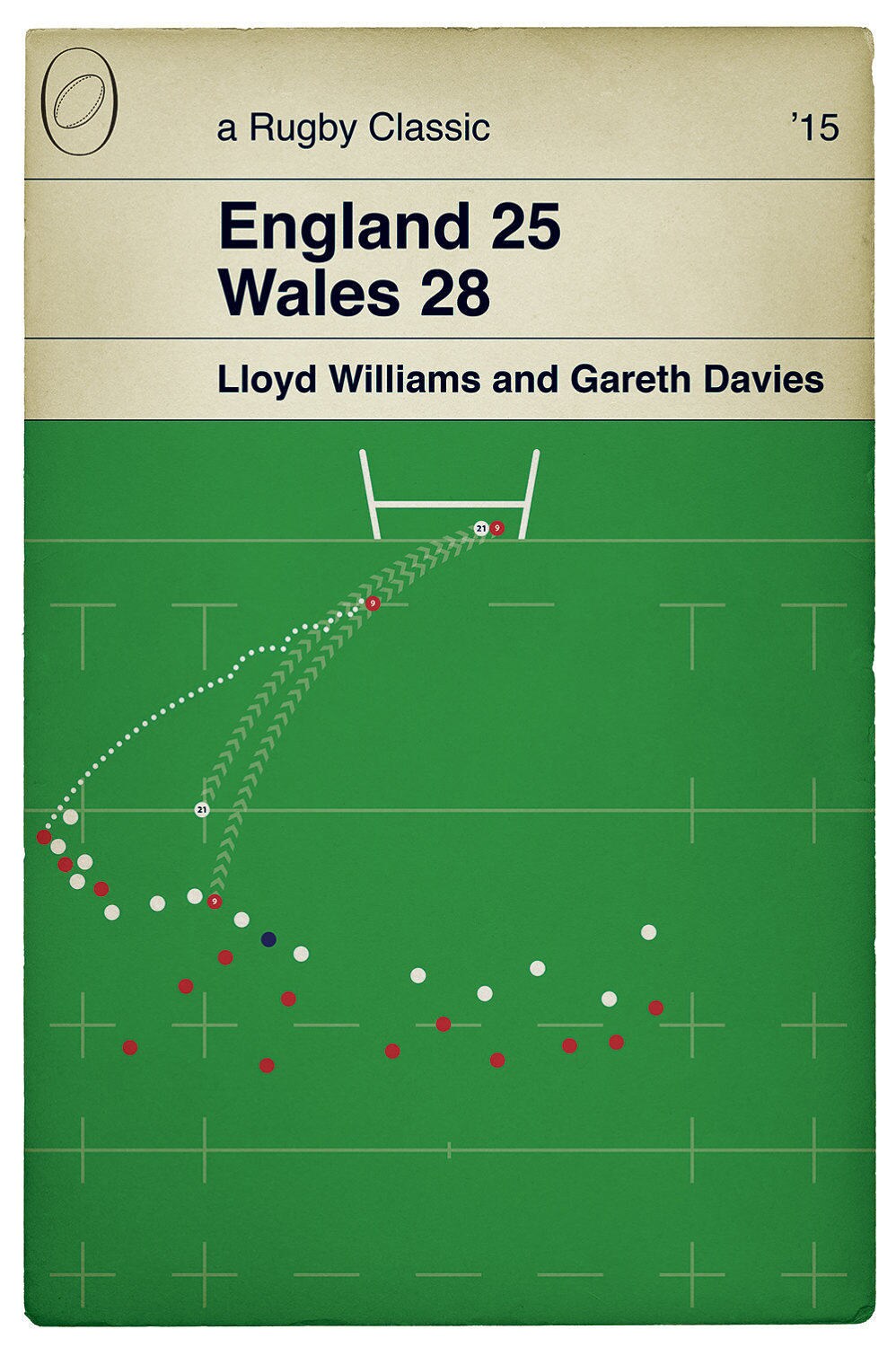 England 25 Wales 28 - Gareth Davies Try - World Cup 2015 - Rugby Print - Classic Book Cover Poster (Various Sizes Available)