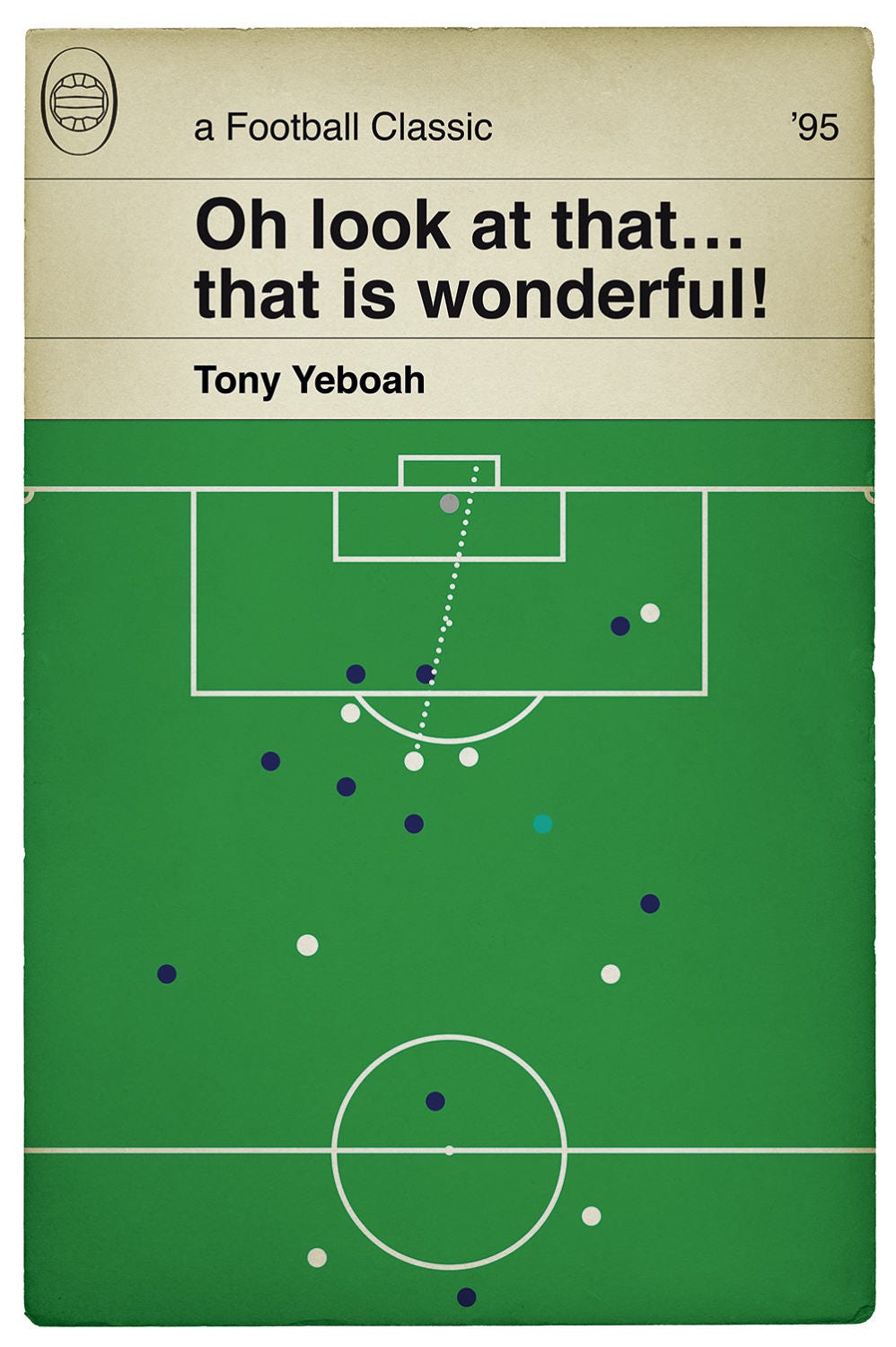 Tony Yeboah goal for Leeds United v Wimbledon in 1995 - Football Print - Classic Book Cover Poster (Various Sizes)