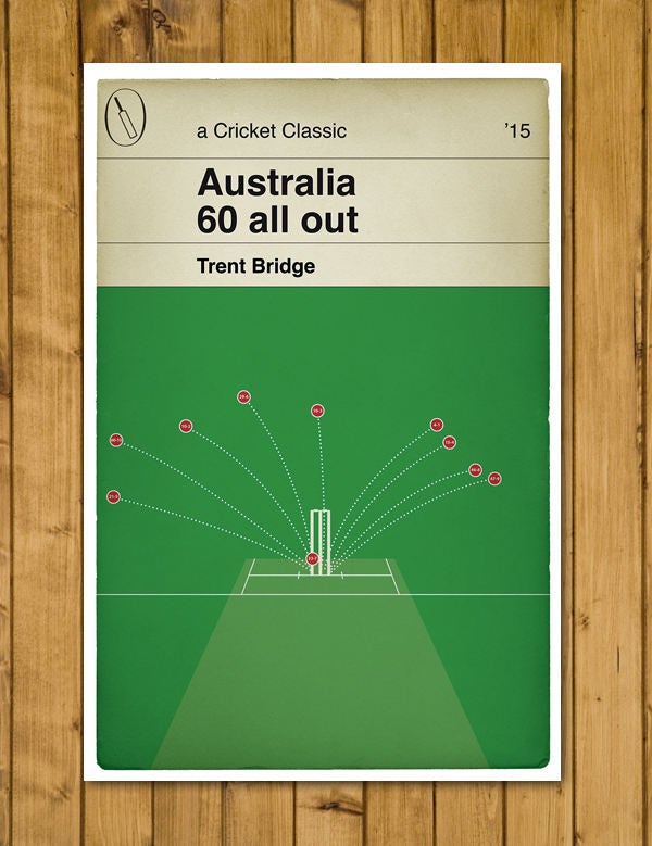 Australia 60 all out - Sixty All Out - Pomicide - England v Australia 2015 - Cricket Print - Classic Book Cover Poster -  (Various Sizes)