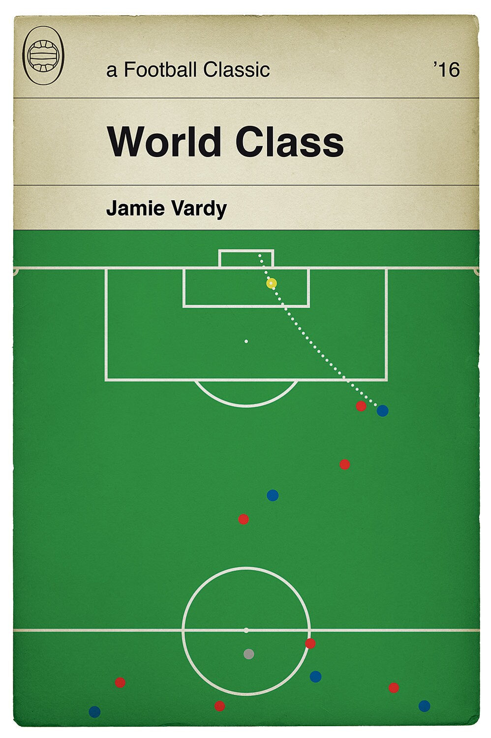 Jamie Vardy goal for Leicester City v Liverpool in 2016 - Amazing Volley - Football Print - Classic Book Cover Poster (Various Sizes)