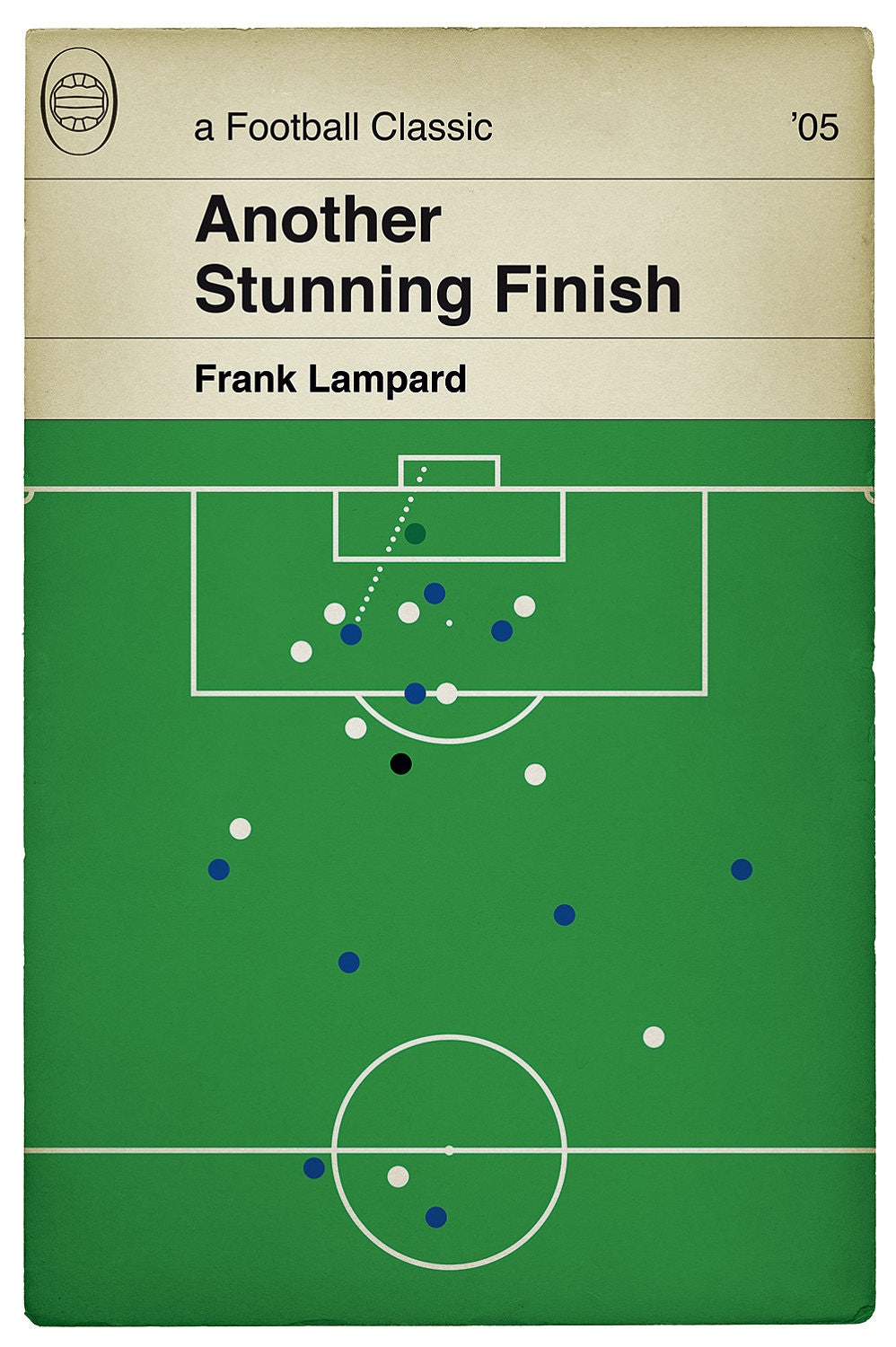 Frank Lampard goal for Chelsea v Bolton in 2005 to win the Premier League - Football Print - Classic Book Cover Poster (Various Sizes)