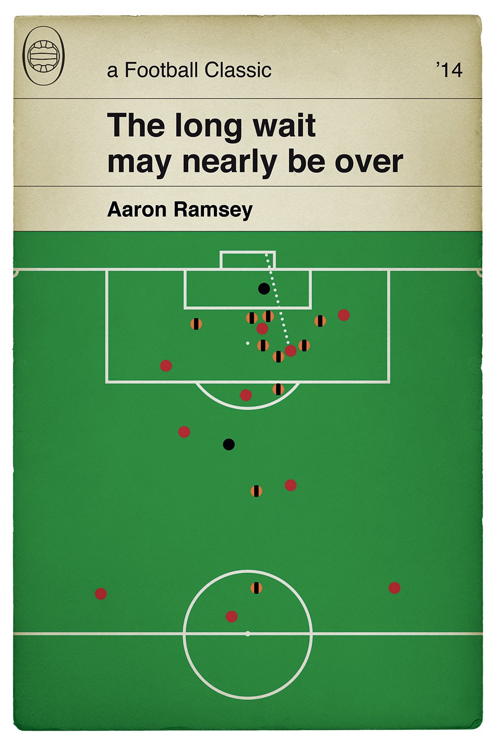 Arsenal goal v Hull in Cup Final 2014 - Aaron Ramsey winner print - Classic Book Cover Poster - Football Gift (Various Sizes)