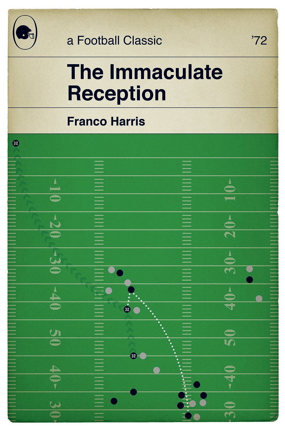 The Immaculate Reception - Franco Harris touchdown for Pittsburgh in 1972 - American Football Print - Book Cover Poster - Various Sizes