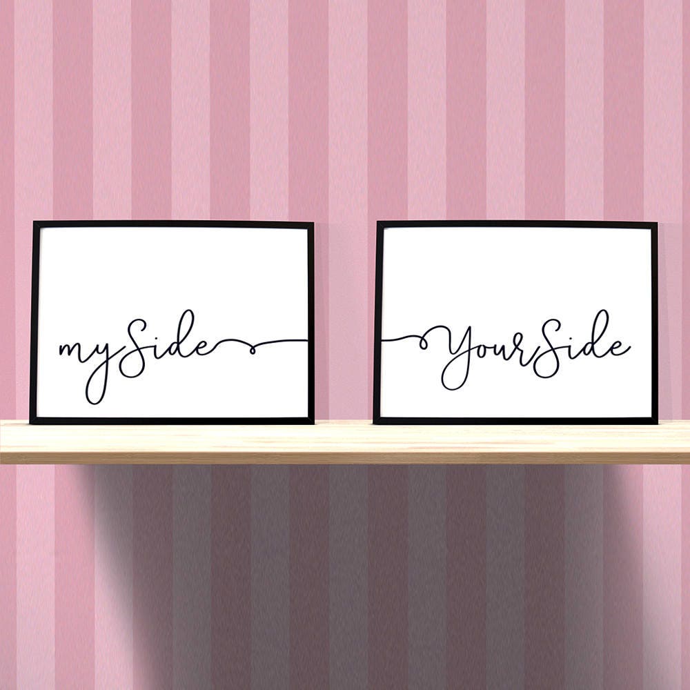 My Side, Your Side Posters - Print at Home - Bedroom Art - Bedroom Poster - Couples Home - Above Bed - Left and Right (A3 - 420 x 297mm)