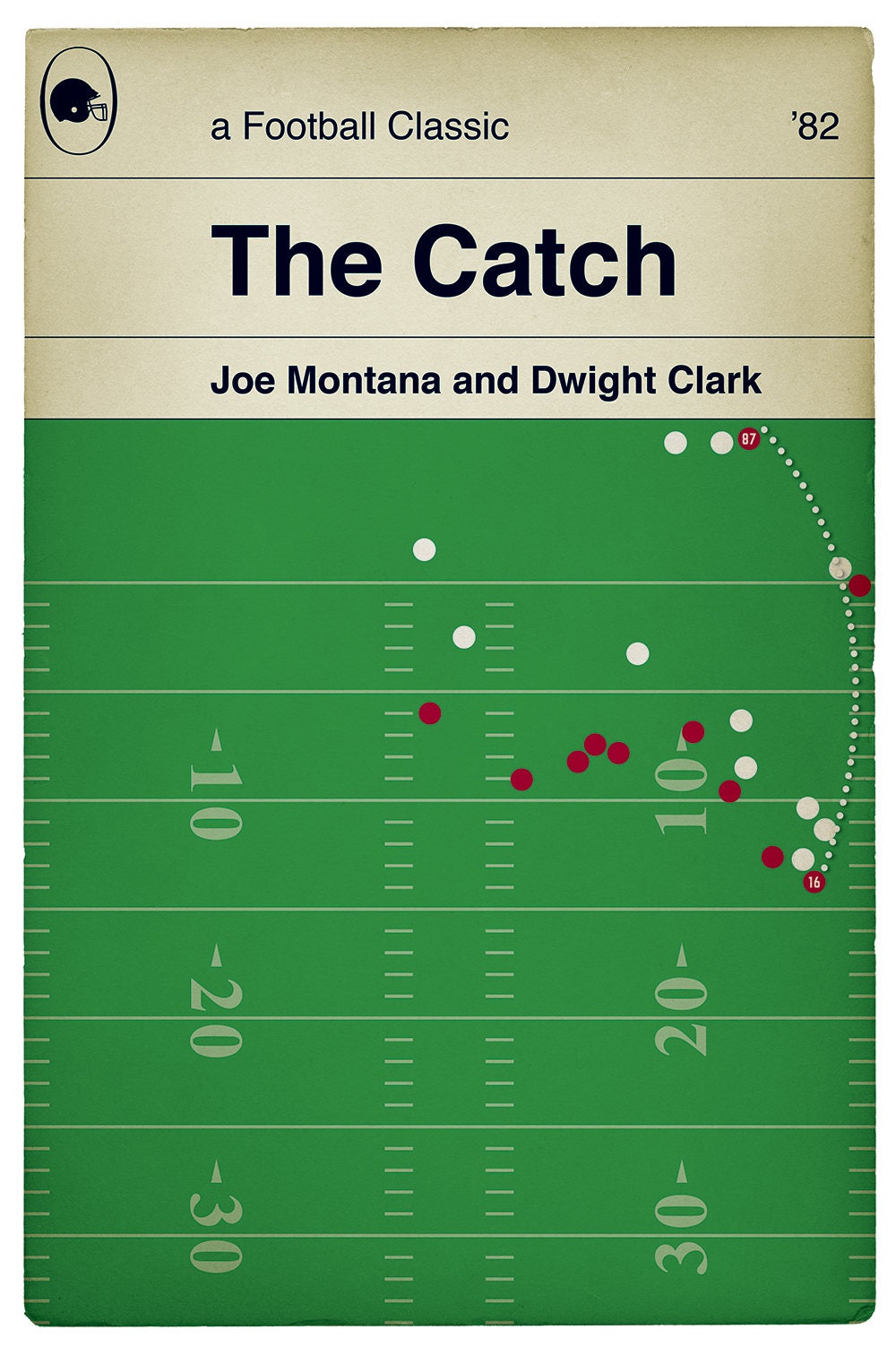 The Catch - Joe Montana / Dwight Clark - 49ers NFC Championship Game 1982 - American Football Print - Book Cover Poster - Various Sizes