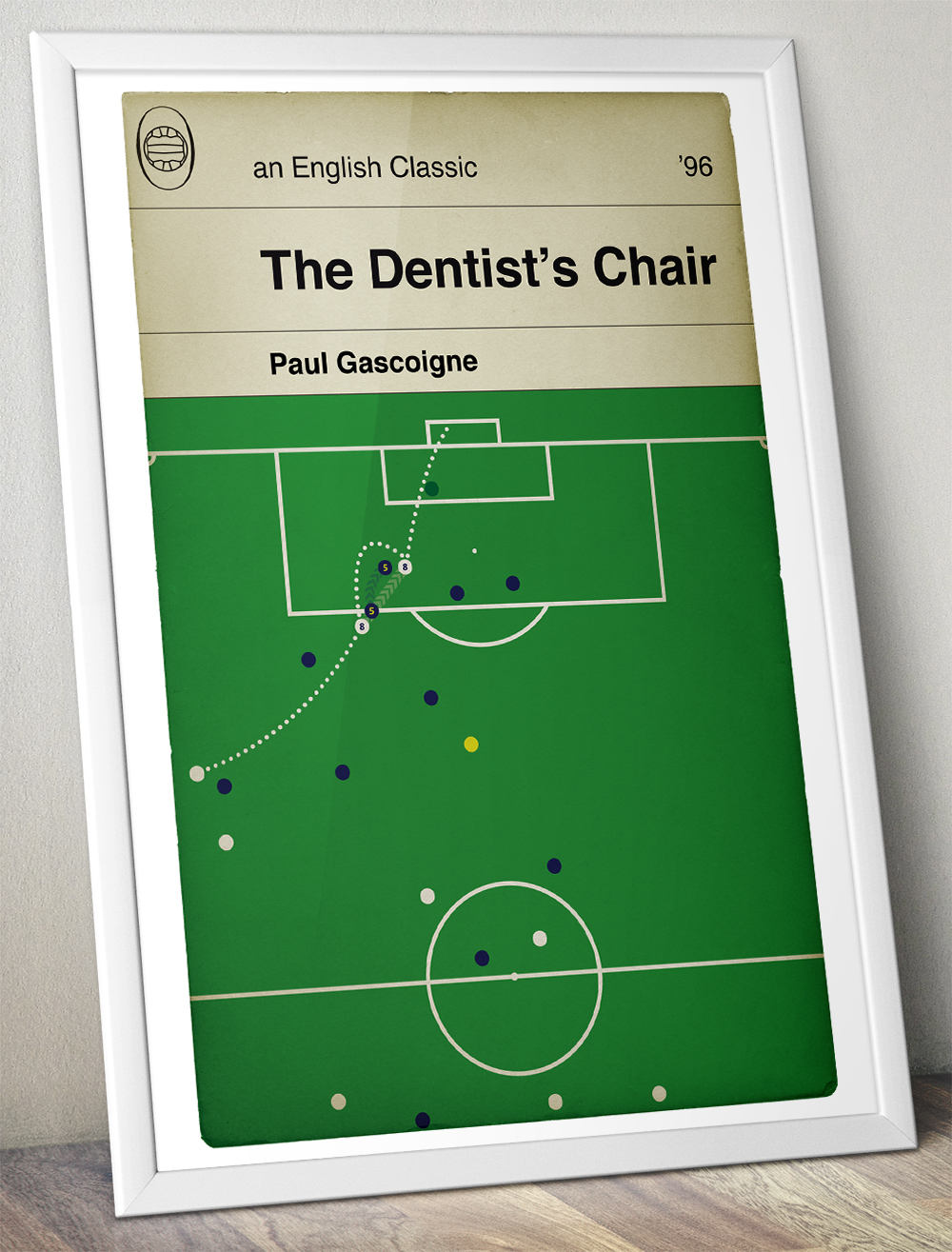 Paul Gascoigne goal for England v Scotland - Gazza Wembley - Euro 96 - The Dentist’s Chair - Football Print - Classic Book Cover Poster (Various Sizes)