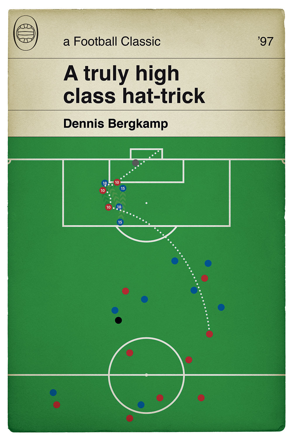 Dennis Bergkamp Hat Trick goal for Arsenal against Leicester City in 1997 - Football Print - Classic Book Cover Poster (Various Sizes)