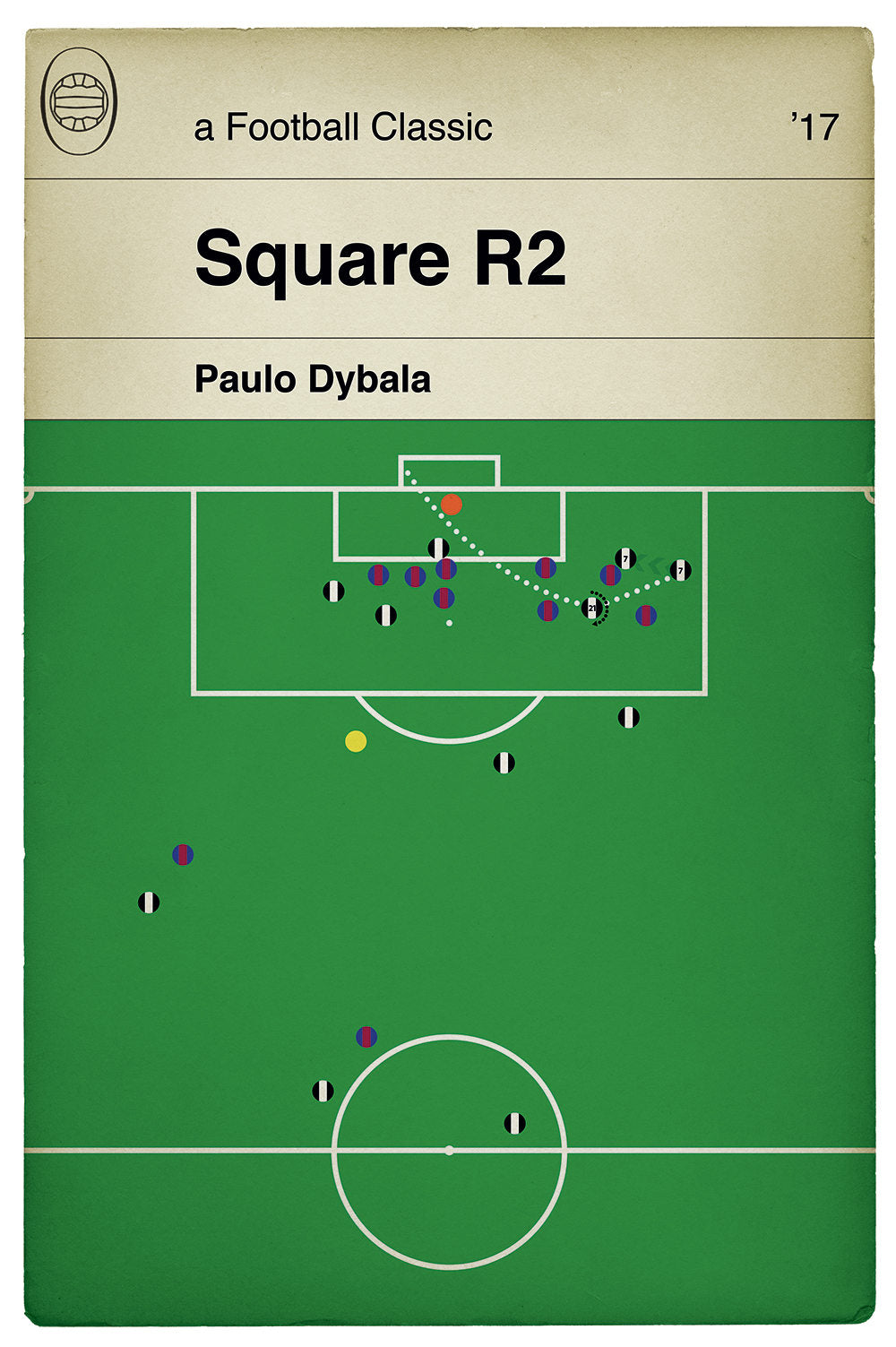 Juventus goal Poster v Barcelona - Paulo Dybala - Square R2 - Classic Book Cover Print - Football Gift (Various Sizes)