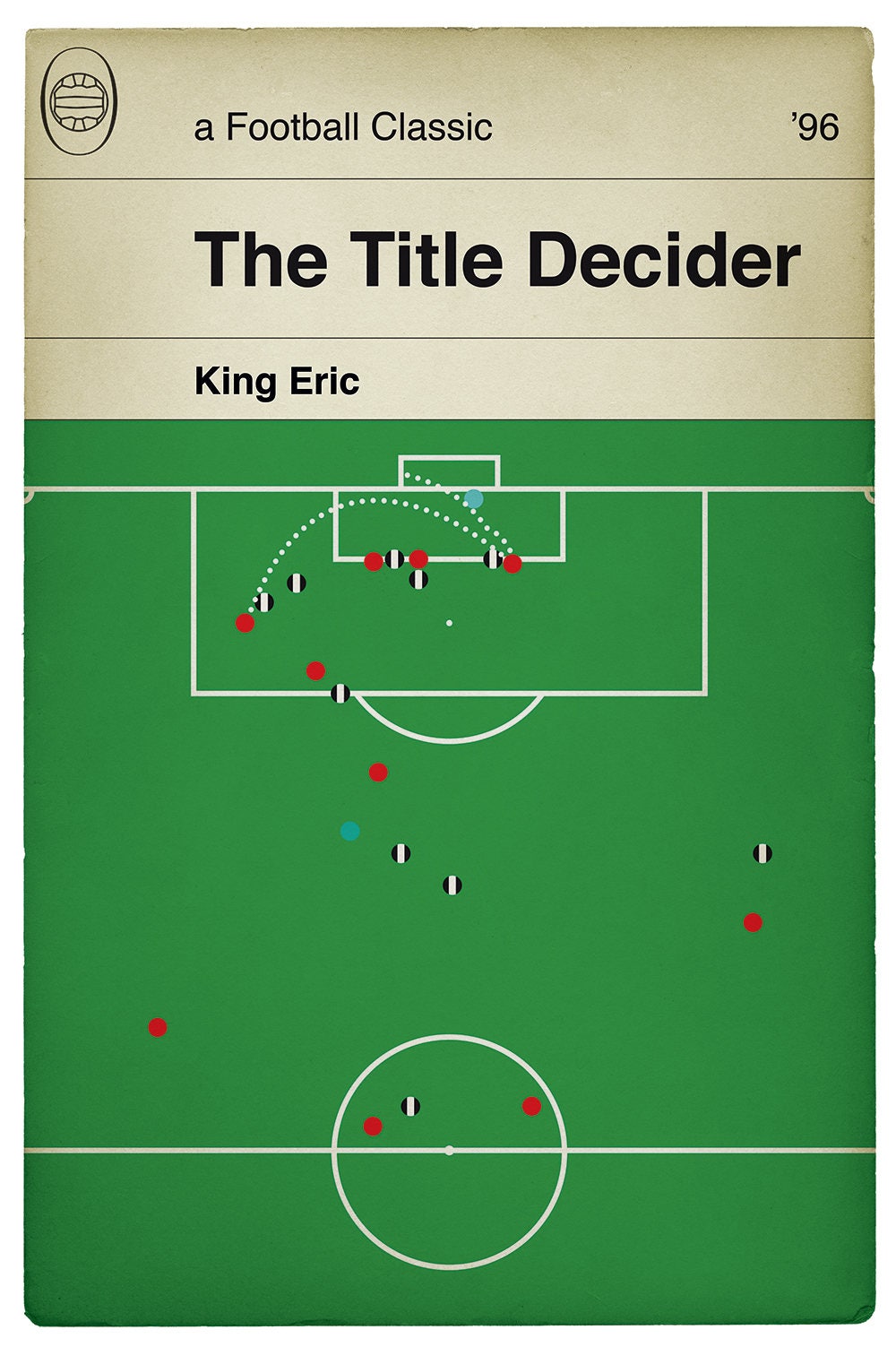 Manchester United goal v Newcastle - The Title Decider - Eric Cantona Print - Classic Book Cover Poster - Football Gift (Various Sizes)