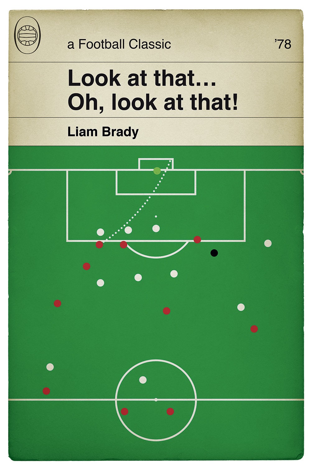 Arsenal Goal v Tottenham 1978 - Liam Brady Poster - Spurs 0 Arsenal 5 - Classic Book Cover Print - Football Gift (Various Sizes)