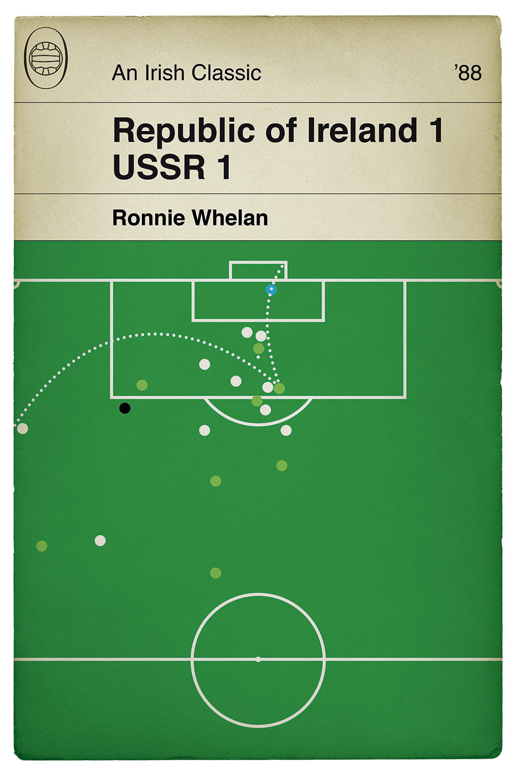 Republic of Ireland Goal - Ronnie Whelan Volley v USSR - Euro 1988 - Classic Book Cover - Football Poster - Football Gift (Various Sizes)