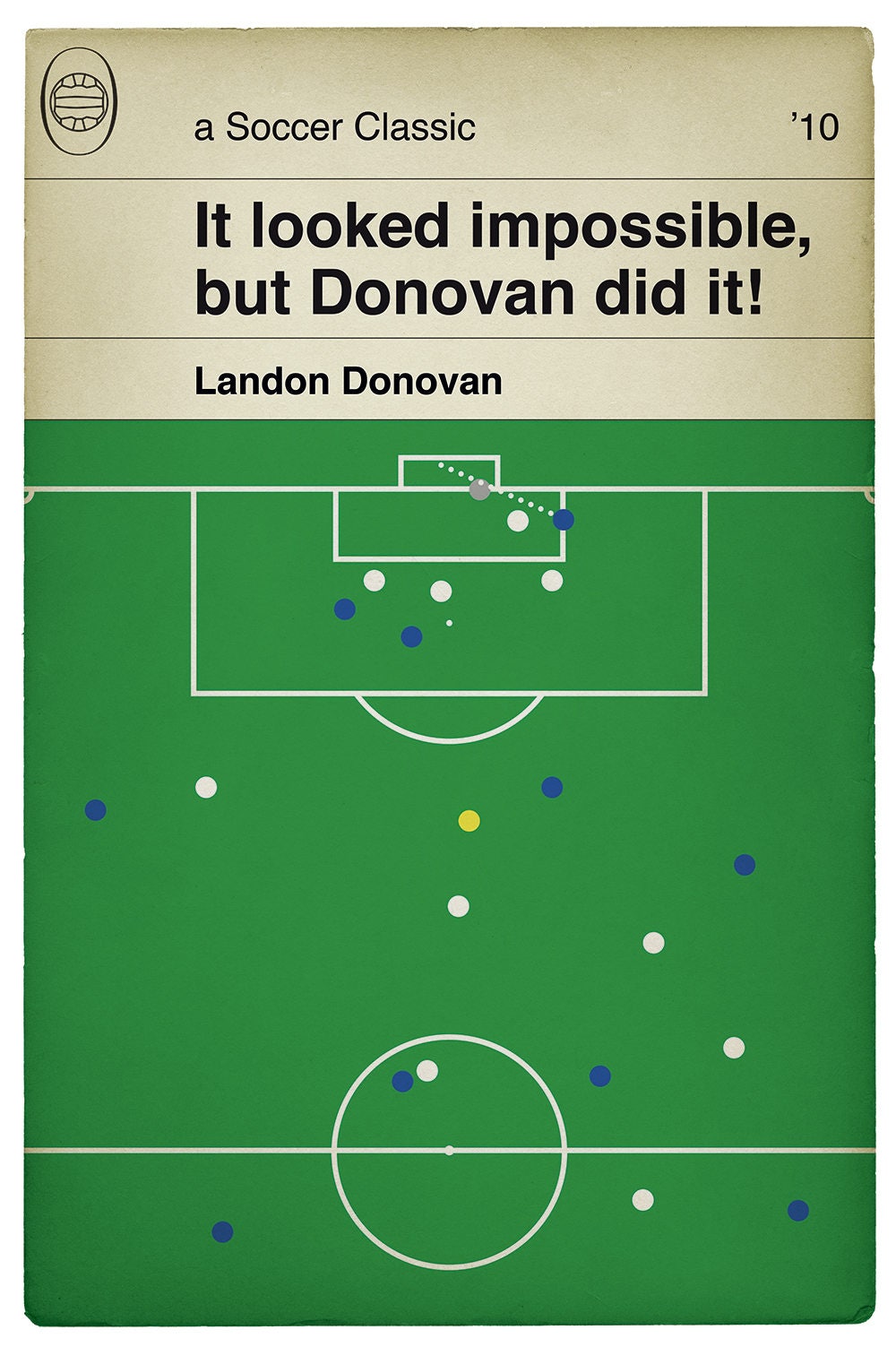 Team USA Goal - Landon Donovan Goal for USA v Slovenia - 2010 World Cup - Classic Book Cover Poster - Soccer Print - Football Gift (Various Sizes)