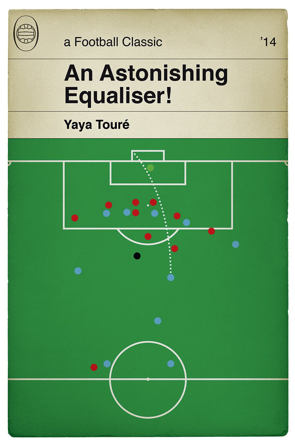 Manchester City goal v Sunderland in League Cup Final 2014 - Yaya Toure Print - Classic Book Cover Poster - Football Gift (Various Sizes)