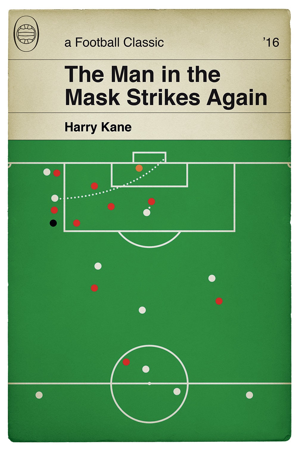 Tottenham Hotspur goal v Arsenal 2016 - Harry Kane Curler - Goal in a mask - Classic Book Cover Print - Football Gift (Various Sizes)