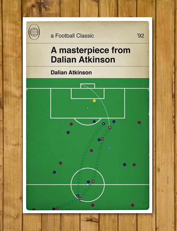 Aston Villa goal v Wimbledon - Dalian Atkinson - Goal of the Season 1992 - Classic Book Cover Poster - Football Gift (Various Sizes)