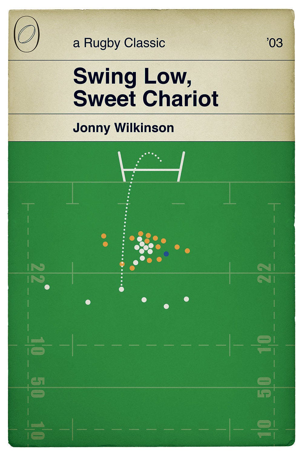 Jonny Wilkinson Drop Goal - England v Australia - World Cup 2003 - Swing Low Sweet Chariot - Rugby Poster - Classic Book Cover Print (Various Sizes)