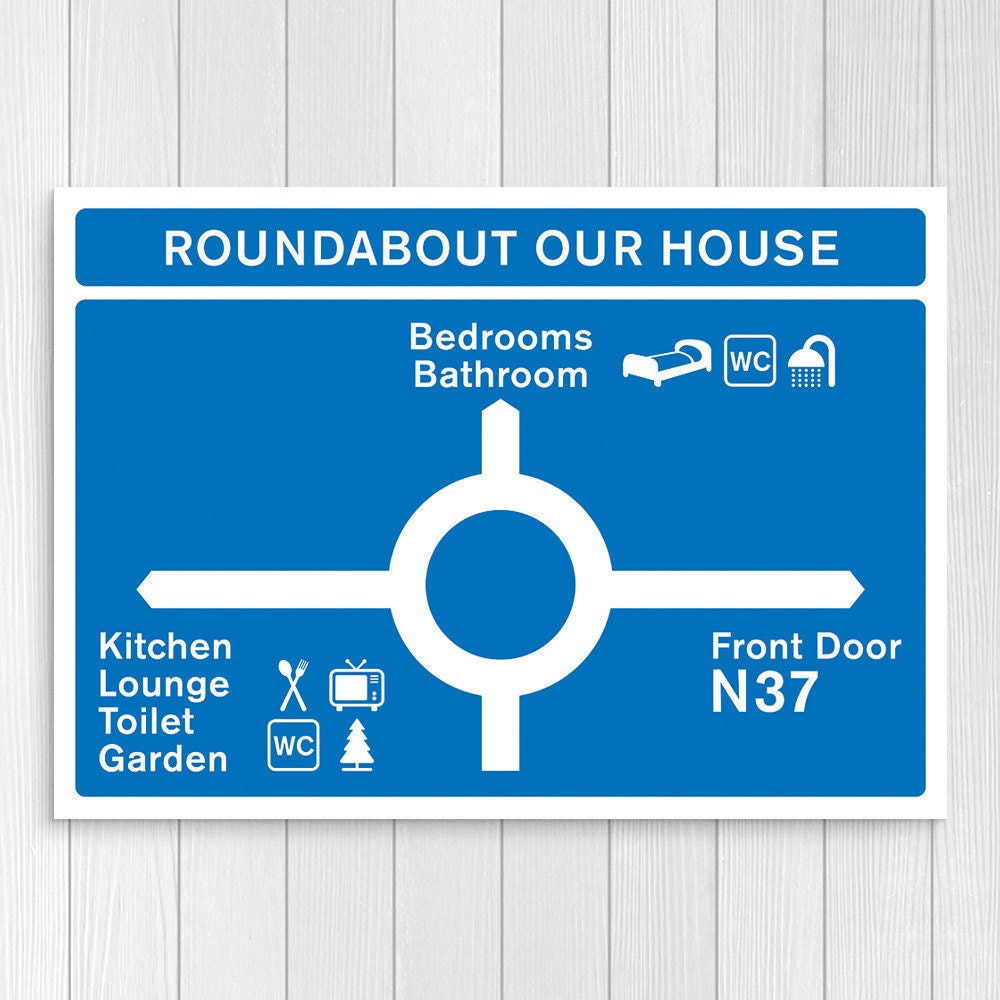 Roundabout Your Home - Customisable Print for Home - Traffic Sign Art - Hallway Art - Customisable Poster Art - Various Sizes Available