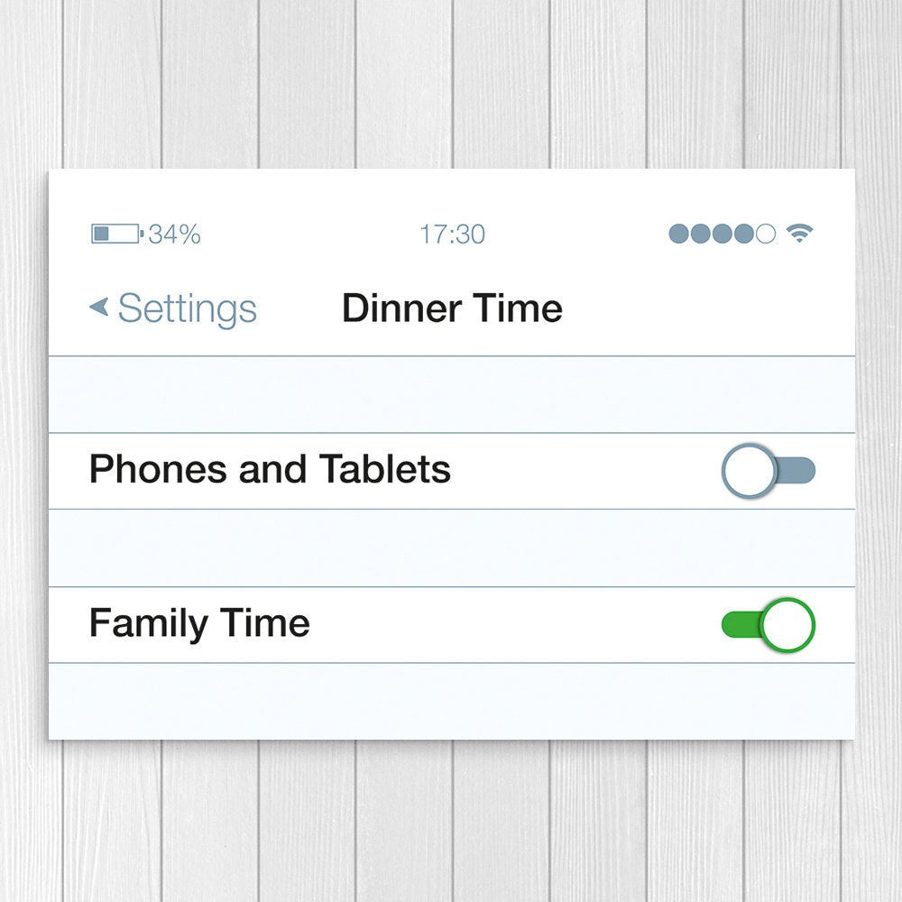 Print at Home - Cellphone Settings - Family Time - Phones and Tablets Off, Family Time On - Home Art - Kitchen Art - Meal Time Poster
