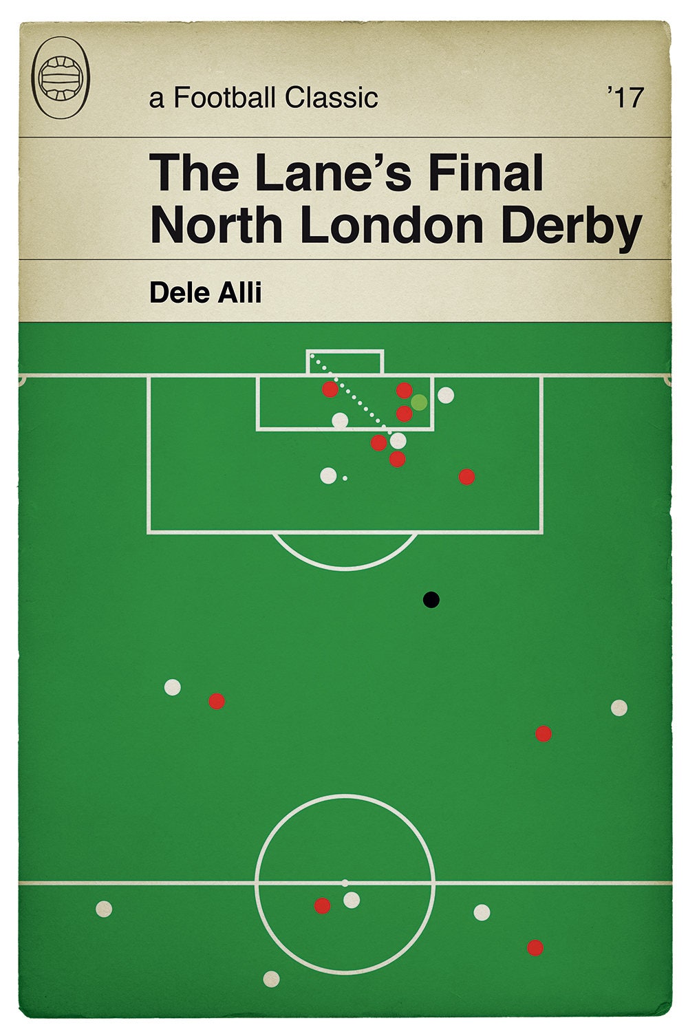 Tottenham Hotspur goal v Arsenal 2017 - Dele Alli - Final North London Derby at the Lane - Book Cover Print - Football Gift (Various Sizes)