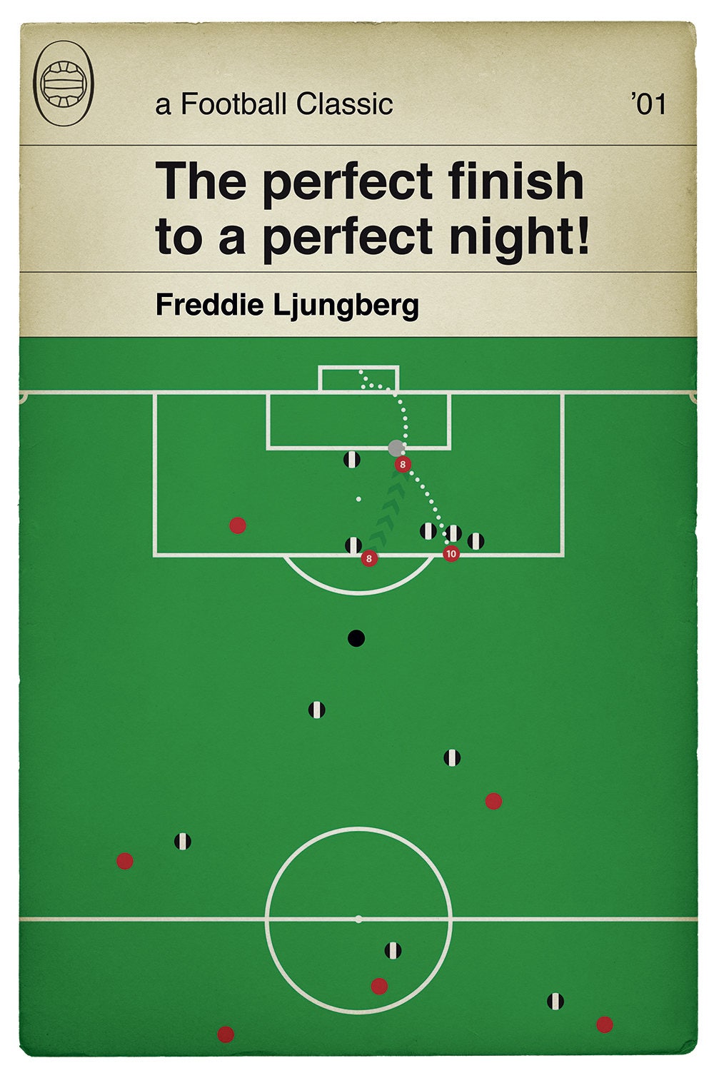 Arsenal goal v Juventus in 2001 - Freddie Ljungberg Poster - Classic Book Cover Print - Football Gift (Various sizes available)