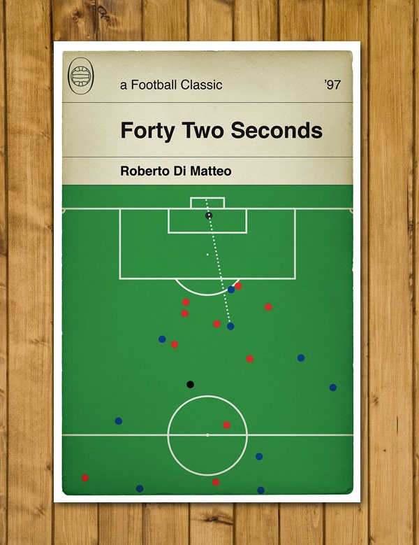 Chelsea Cup Final Goal v Middlesbrough in 1997 - Roberto Di Matteo - 42 seconds - Classic Book Cover Print - Football Gift (Various Sizes)