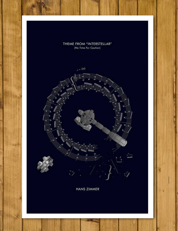 Interstellar - ‘No Time For Caution’ by Hans Zimmer - Movie Classics Poster - Soundtrack Print - Sheet Music Art (Various Sizes)