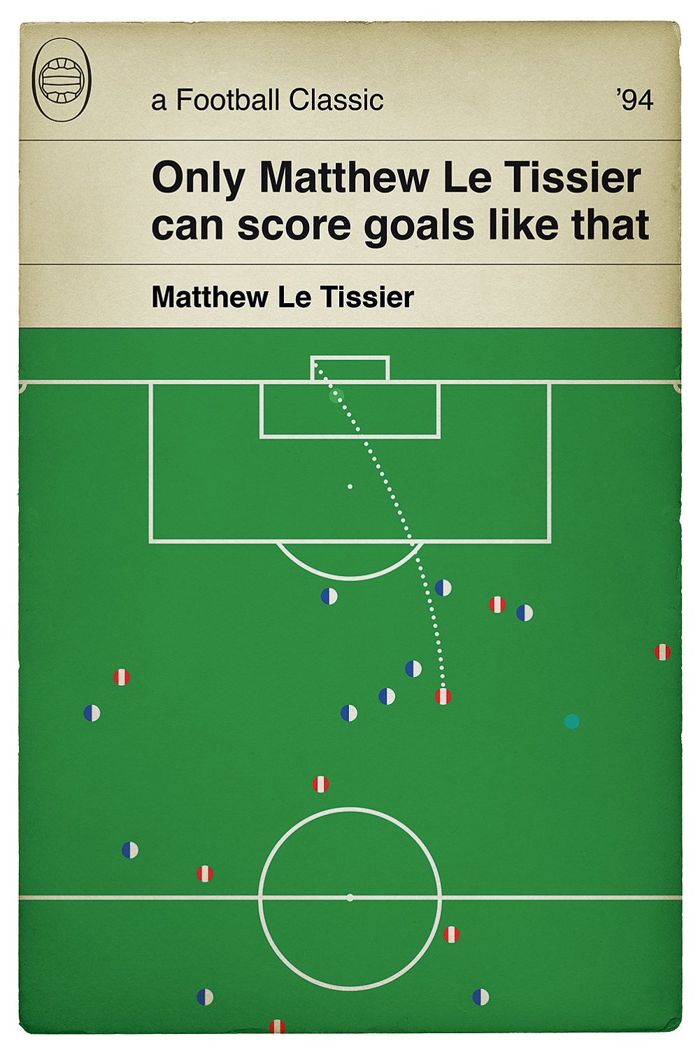 Matthew Le Tissier goal for Southampton v Blackburn - Le God - Football Print - Classic Book Cover Poster (Various Sizes)