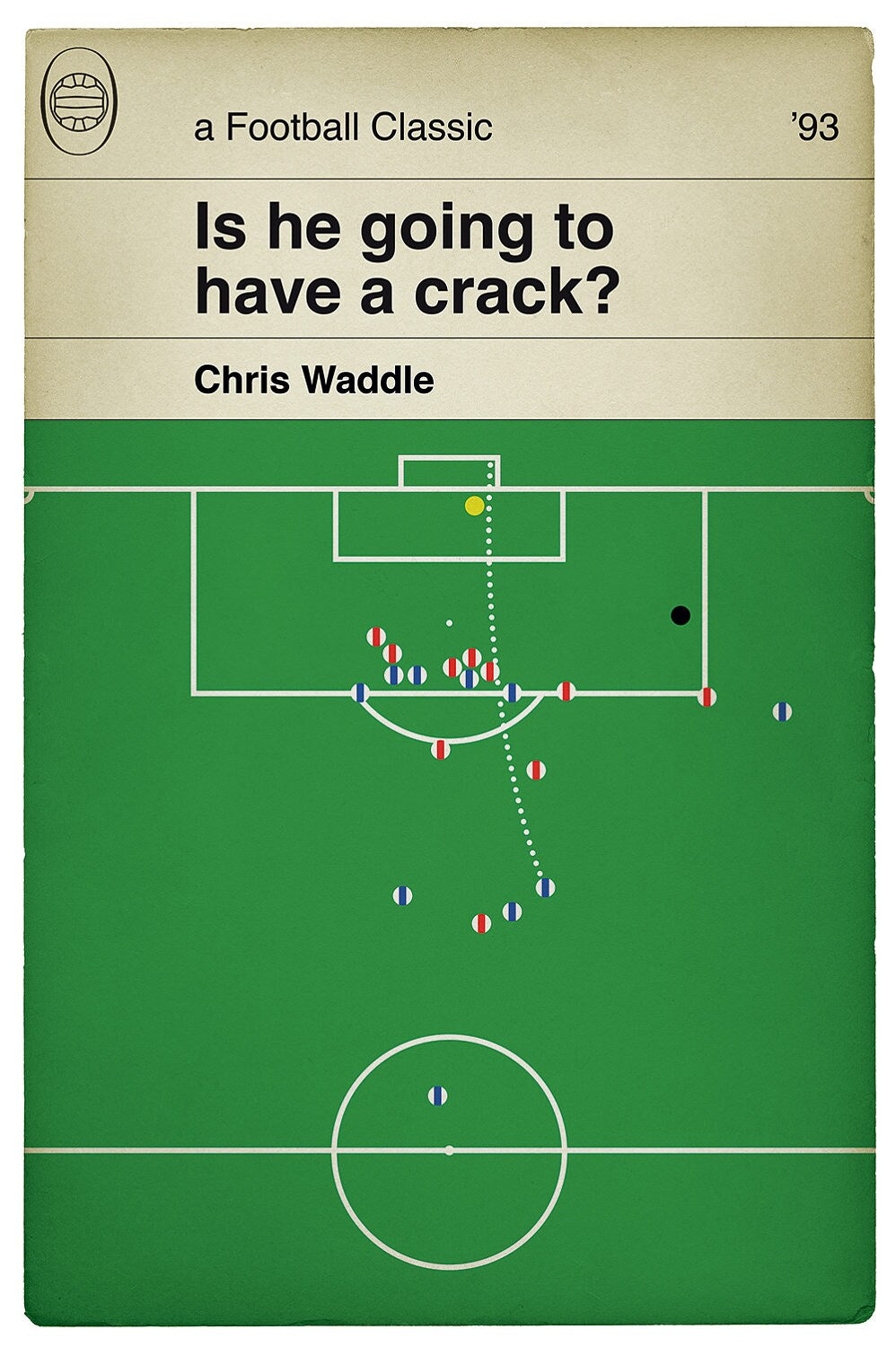 Chris Waddle free kick for Sheffield Wednesday v Sheffield United - 1993 FA Cup Semi Final - Football Print - Classic Book Cover Poster (Various Sizes)