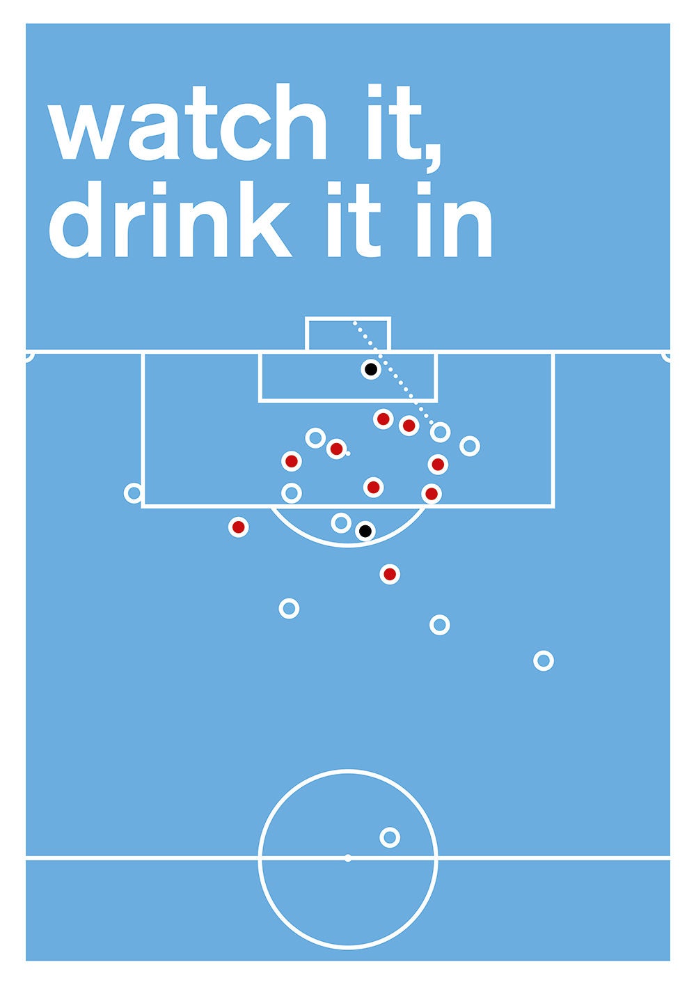 Aguero injury time goal for Man City v QPR to win the League - Watch it, Drink it in - Football Poster - Swiss Style Print (Various Sizes)